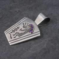 Large Sterling Kokopelli Sugilite Pendant Mexican Silver
