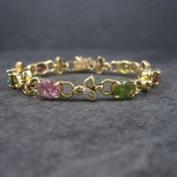 Estate 18K 12 Carat Gemstone Diamond Bracelet 6.5 Inches