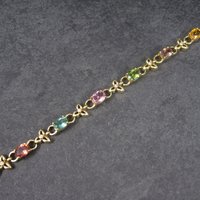 Estate 18K 12 Carat Gemstone Diamond Bracelet 6.5 Inches