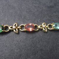 Estate 18K 12 Carat Gemstone Diamond Bracelet 6.5 Inches