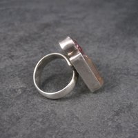Estate Designer Sterling Biwa Pearl Art Glass Ring Size 7-8