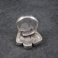 Estate Designer Sterling Biwa Pearl Art Glass Ring Size 7-8