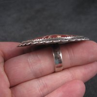 Huge Estate Sterling Red Shell Ring Size 7.5