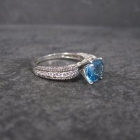 Oval Blue Topaz Engagement Ring Sz 8