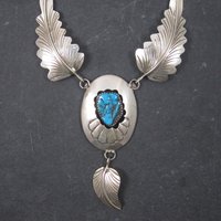 Vintage Navajo Shadowbox Feather Necklace Arnold Maloney