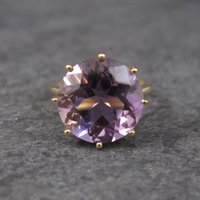 Vintage Amethyst Engagement Ring 10K Yellow Gold Solitaire Size 5