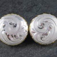 Vintage Western Dome Earrings Estate Sterling Silver Cowgirl Jewelry
