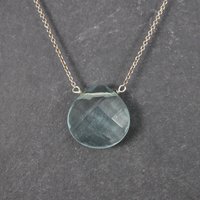 Italian Sterling Faceted Blue Topaz Briolette Pendant Necklace