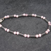 Estate Handmade Sterling Pink Cats Eye Bracelet 8 Inches