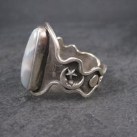 Huge Mens Celestial Moon Star Black Opal Ring Size 19