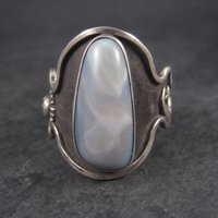Huge Mens Celestial Moon Star Black Opal Ring Size 19