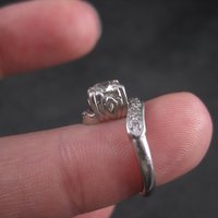 Antique Platinum .69 Carat Diamond Pinky Ring Size 2.5