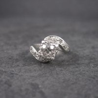Antique Platinum .69 Carat Diamond Pinky Ring Size 2.5