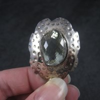 Large Vintage Sterling Green Amethyst Pendant