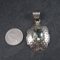 Large Vintage Sterling Green Amethyst Pendant