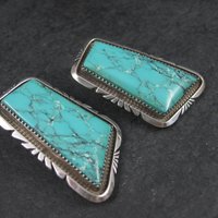 Large Vintage Sterling Turquoise Earrings Betty Bitsie