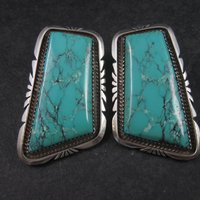 Large Vintage Sterling Turquoise Earrings Betty Bitsie