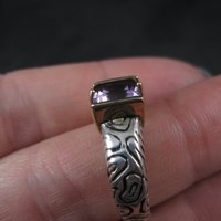 Vintage Sterling 14K Amethyst Ring Size 7 Clyde Duneier