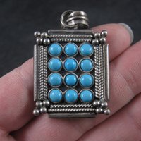 Vintage Sterling Faux Turquoise Pendant