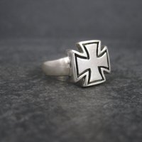 Mens Vintage Sterling Maltese Iron Cross Ring Size 12