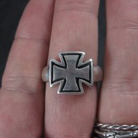 Mens Vintage Sterling Maltese Iron Cross Ring Size 12