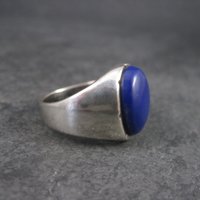 Mens Sterling Blue Enamel Ring Size 10