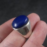 Mens Sterling Blue Enamel Ring Size 10
