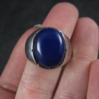 Mens Sterling Blue Enamel Ring Size 10