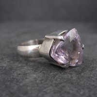 Huge Pink Amethyst Ring Sterling Size 10.5