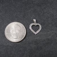 Vintage 10K White Gold .15 Ctw Genuine Diamond Heart Pendant
