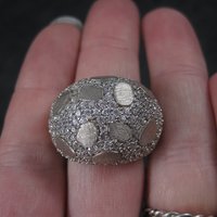 Vintage Brushed Sterling Cubic Zirconia Dome Ring Size 8.5