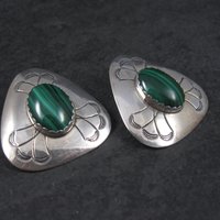 Vintage Navajo Sterling Malachite Earrings