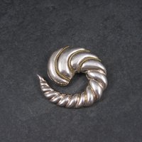 Vintage Mexican Sterling Swirl Brooch Pendant Laton