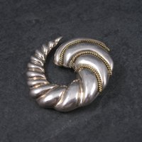 Vintage Mexican Sterling Swirl Brooch Pendant Laton