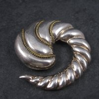 Vintage Mexican Sterling Swirl Brooch Pendant Laton