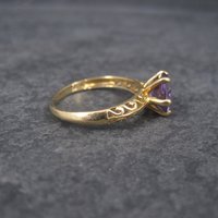90s Vintage 10K Filigree Amethyst Solitaire Ring Size 7