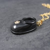 Vintage 14K Black Onyx Baby Shoe Pendant