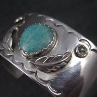 Vintage Southwestern Sterling Feather Cuff Bracelet 6 Inches
