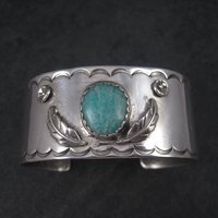 Vintage Southwestern Sterling Feather Cuff Bracelet 6 Inches