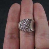 Vintage Sterling Amethyst Crescent Moon Ring Size 6