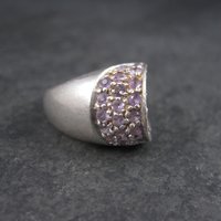 Vintage Sterling Amethyst Crescent Moon Ring Size 6