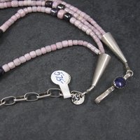 Vintage Sterling Navajo Pink Opal Sugilite Necklace Leonard Platero