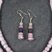 Vintage Sterling Navajo Pink Opal Sugilite Necklace Leonard Platero