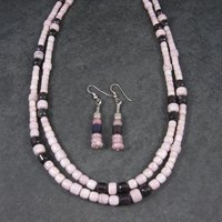 Vintage Sterling Navajo Pink Opal Sugilite Necklace Leonard Platero