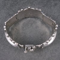 Wide Ornate Vintage Panel Bracelet Mexican Sterling 7.5 Inches