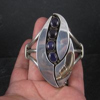 Sterling Navajo Sugilite Feather Cuff Bracelet Wilbert Cora Vandever