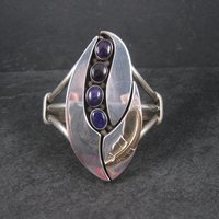 Sterling Navajo Sugilite Feather Cuff Bracelet Wilbert Cora Vandever
