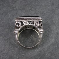 Gothic Vintage Sterling Onyx Filigree Ring Size 6