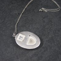 Vintage Sterling 70s Floral Pottery Pendant Necklace