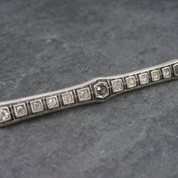 Vintage Crystal Sterling Bar Brooch Pin Henry Fishel